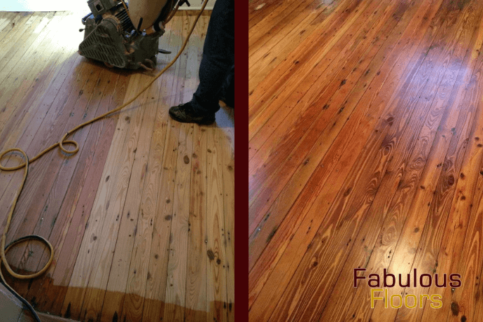 before and after hardwood floor refinishing in universal city, tx