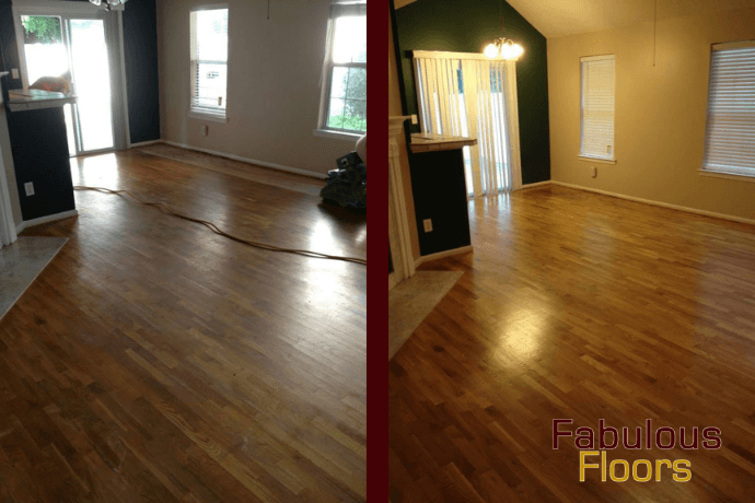 before and after hardwood floor refinishing in Alamo Heights, TX