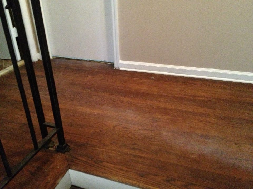 A hardwood Floor before being refinished