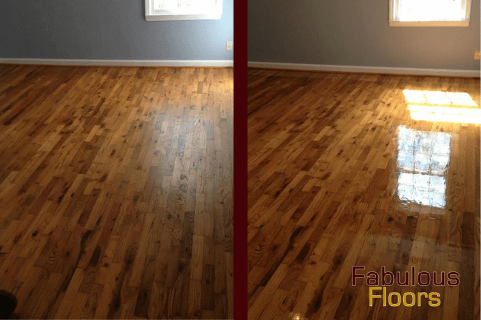 Before and after hardwood floor resurfacing in Leon Valley, TX