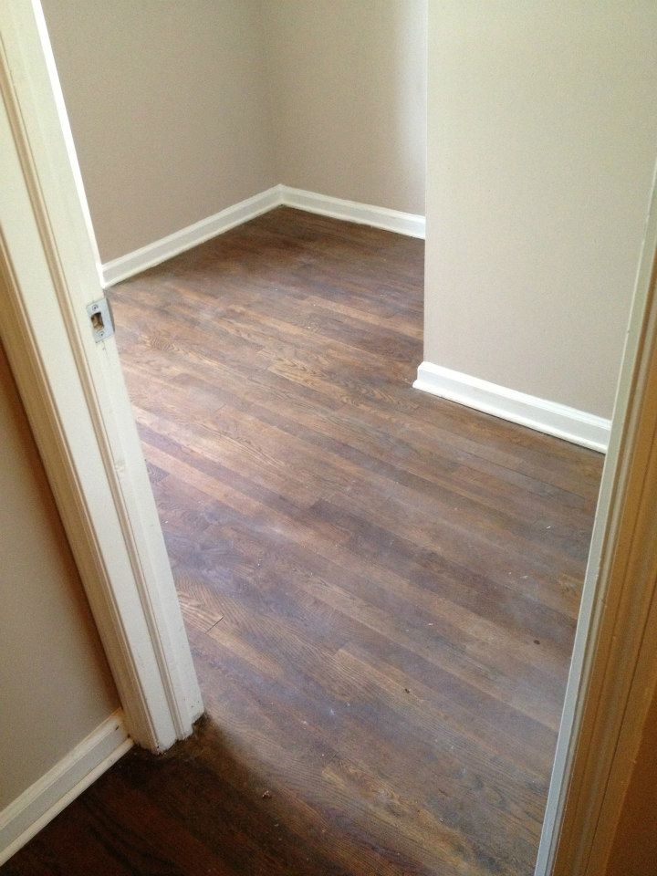 A hardwood Floor before being refinished