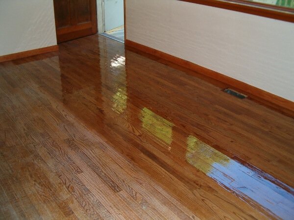 boerne hardwood floor in the middle of being resurfaced 