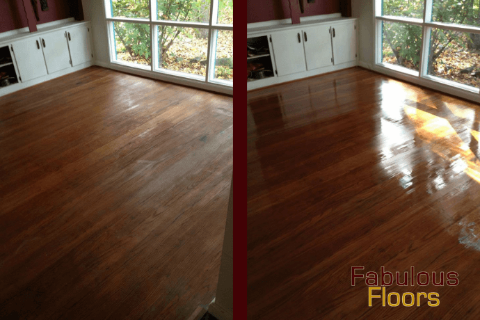 Before and after hardwood floor resurfacing in Alamo Heights, TX