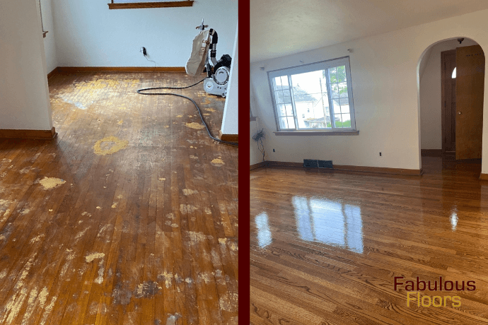 before and after hardwood refinishing in macdona, tx