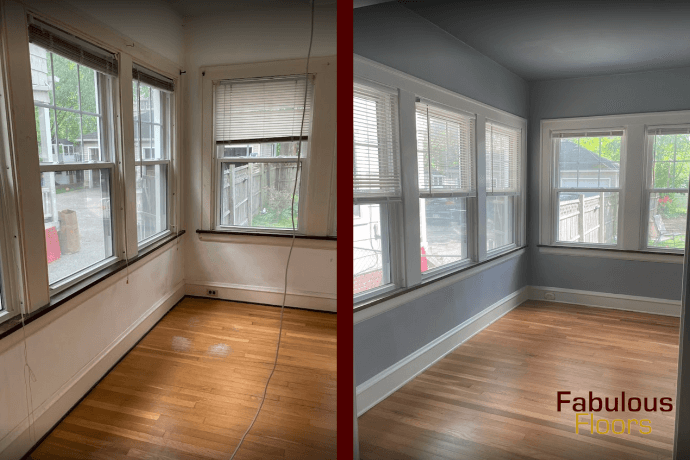 before and after hardwood refinishing in china grove, tx